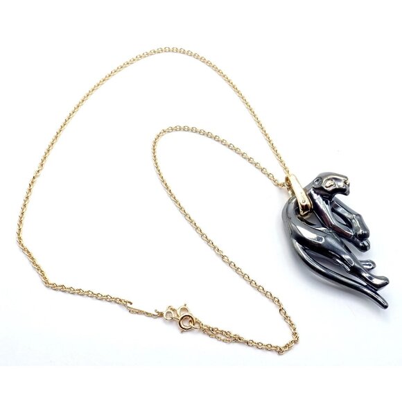 Authentic Panthere de Cartier Panther 18k Yellow Gold & Silverium Necklace Paper - Picture 12 of 15